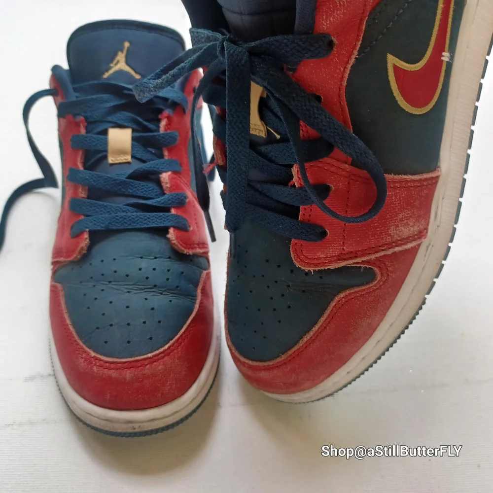 Nike Air Jordan Low Top Sneakers - Navy Blue & Red